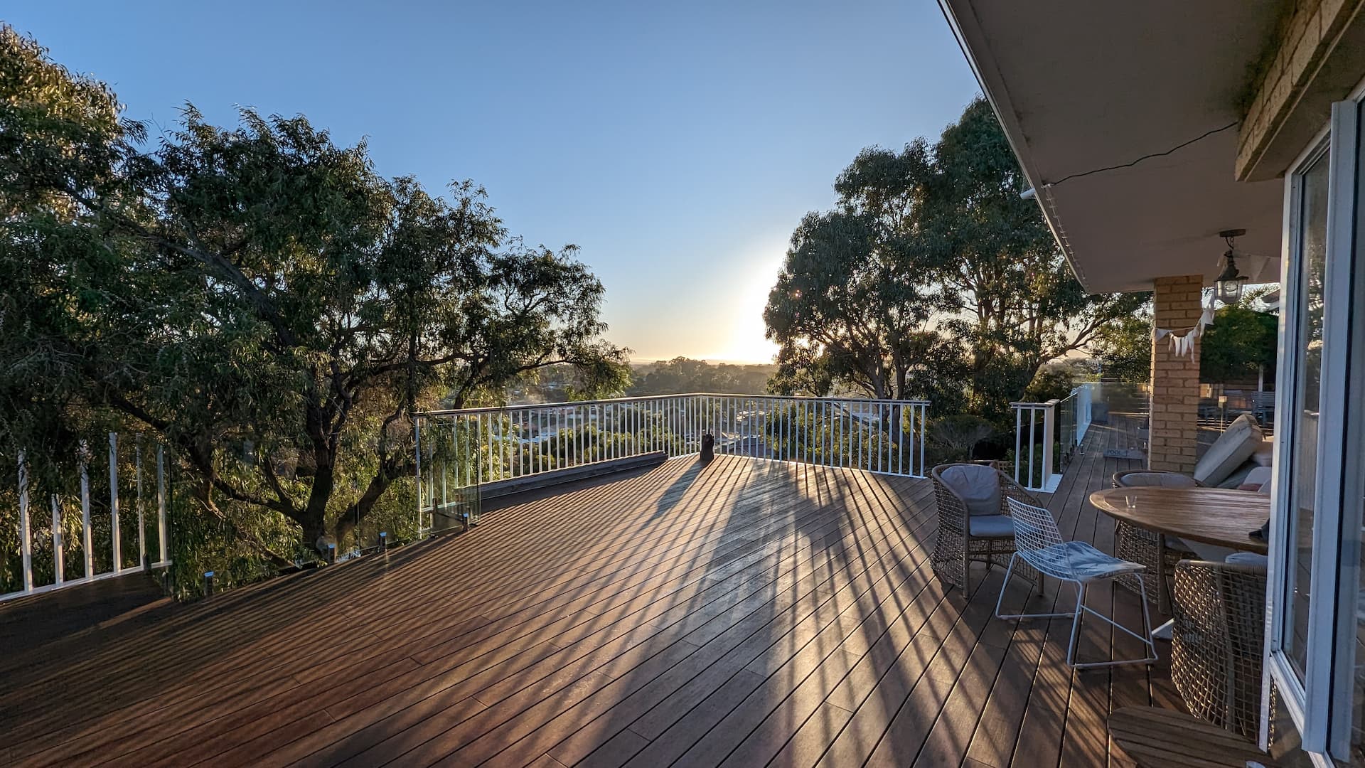 Essier bamboo decking with sunset view